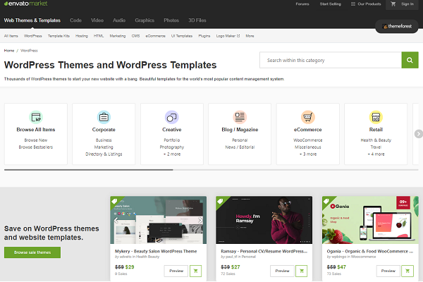 Databáze šablon ThemeForest
