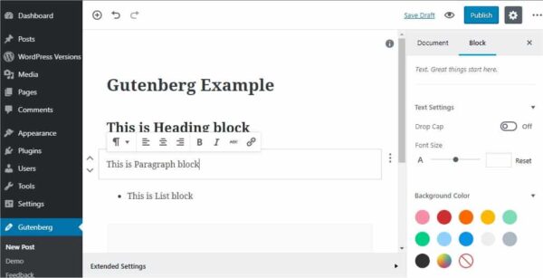 WordPress - Gutenberg editor