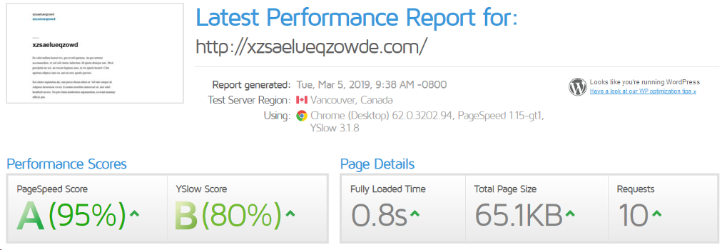 Page Speed - WordPress