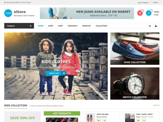 Wordpress šablona pro e-shopy - eStore