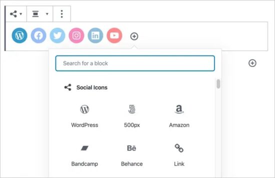 WordPress 5.4 - Social Icons Block