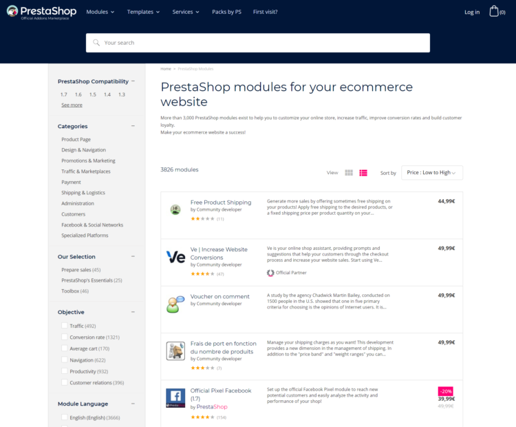 PrestaShop moduly