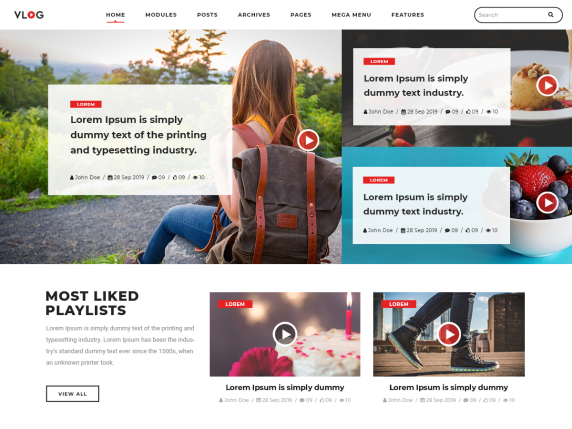 WordPress šablona Vlogger Video Blog